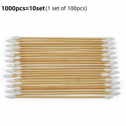 100/300PCS 6-Inch Precision Cotton Swabs - Pointed Cotton Buds with Long Wooden Sticks and Storage Case