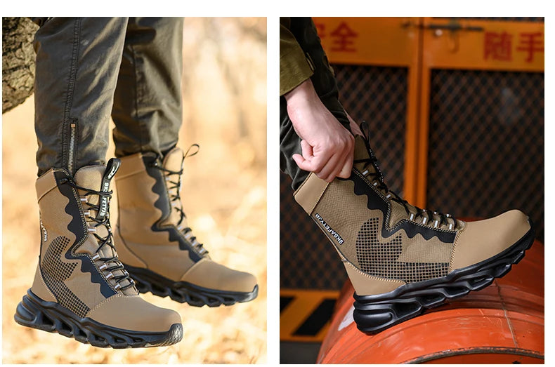 Men's Steel Toe Work Sneakers - Safety Shoes, Puncture-Proof Boots, Indestructible Lightweight Footwear for Security