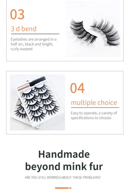 REDSIREN 5 Pairs Magnetic Eyelashes with Eyeliner – Reusable Thick Natural False Lashes