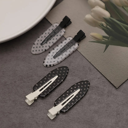4-Piece Black & White Acrylic Hair Clips - Traceless Duckbill Clips for Styling Bangs and Hair