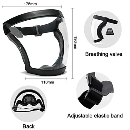 Transparent HD Full Face Mask - Reusable Safety Dustproof Protector with Anti-impact Goggles for Kitchen Gadgets