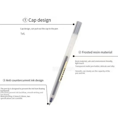 MUJI Gel Pen Set - 6/8PCS Fine Point Ink Pens 0.38mm/0.5mm Black Blue Red Office & School Stationery