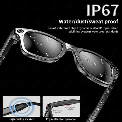 LIGE Smart Camera Glasses – Bluetooth Music Sunglasses with Call, Photo & Video Recording, Anti-Blue Light & UV Protection