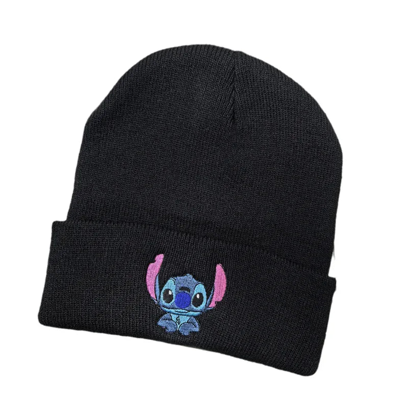 Cartoon Embroidered Knit Beanie Hat – Cute Unisex Stretchy Thermal Cap for Adults & Kids, Perfect Christmas Gift