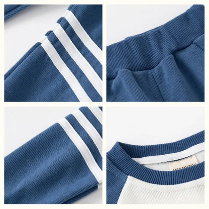 New Spring Autumn Kids Clothes Set – Patchwork Two-Piece Casual Tracksuit for Boys, Tops & Pants