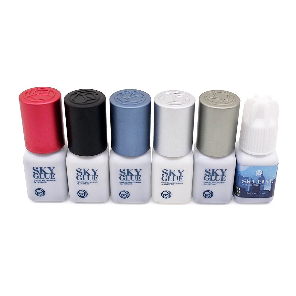 Sky Glue Eyelash Extension Adhesive 5ml – Fast-Drying 0.5s False Lash Glue with Makeup Bag