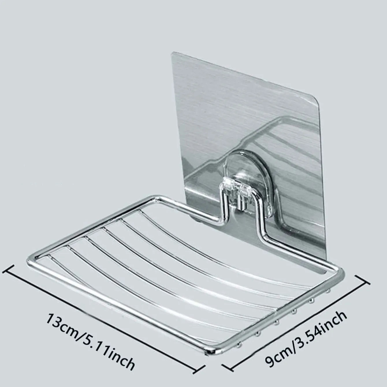Punch-Free Stainless Steel Soap Rack: Elegant Bathroom Single Layer Drain Wall Hanging Sucker Soap Box Light Luxury Shelf (1pc)