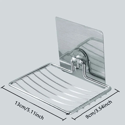 Punch-Free Stainless Steel Soap Rack: Elegant Bathroom Single Layer Drain Wall Hanging Sucker Soap Box Light Luxury Shelf (1pc)