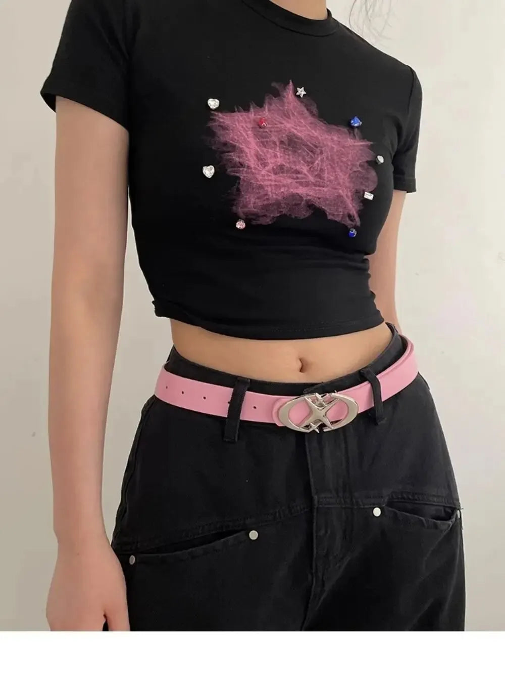 Women’s Punk Star Buckle Belt – Cross Metal Vintage Gothic Y2K PU Leather Waistband for Pants & Jeans, Unisex Fashion Belt