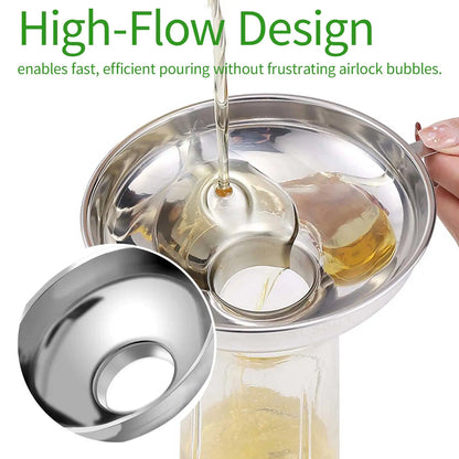 Stainless Steel Mason Jar Funnel - 1.49" & 2.12" Canning Funnel with Handle for Regular & Wide-Mouth Jars