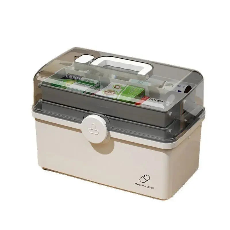 White Large Capacity Medicine Box – Multi-Layer Home Storage Organizer for Medicines
