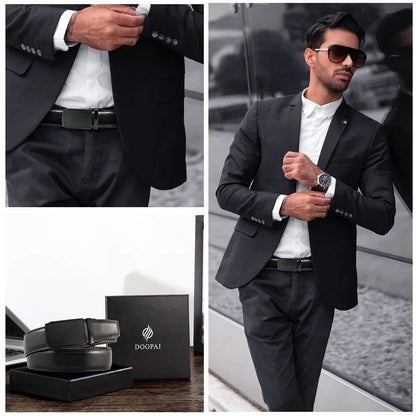 Men’s Luxury Genuine Leather Belt – High-Quality Cowhide with Metal Automatic Alloy Buckle