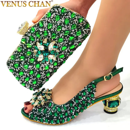 Silver Nigerian Women’s Shoe & Bag Set - African Fashion Party & Wedding Accessories