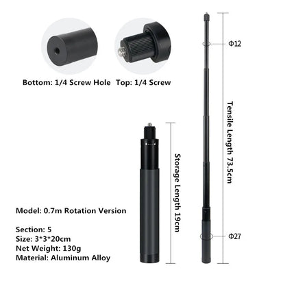 Motorcycle & Bicycle Selfie Stick Mount – Handlebar Bracket for Insta360 X5/X4/X3 & GoPro Hero 13-8