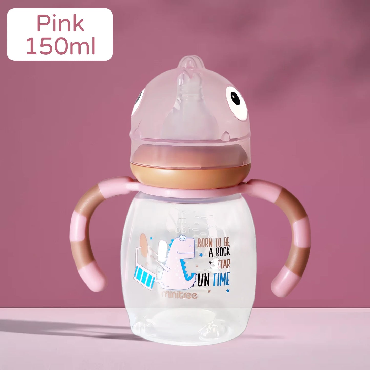 Baby Dinosaur Silicone Nipple Bottle – Imitation Breastfeeding with Straw Handle for Baby Boy & Girl