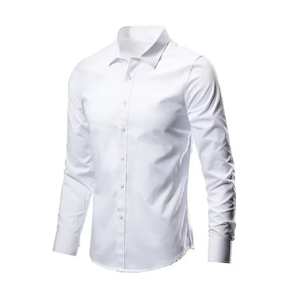 Men’s Wrinkle-Resistant Long Sleeve Shirt - Breathable Slim Fit Business Shirt for Spring & Autumn