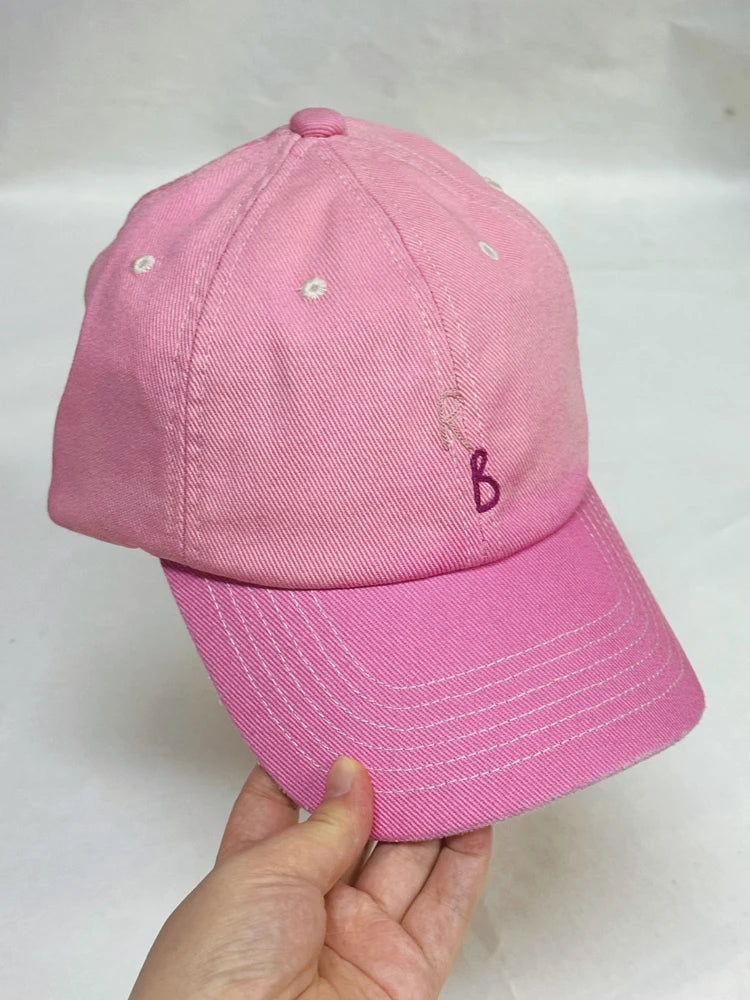 Monogram Cotton Baseball Cap - Hand-Dyed Soft Fabric Embroidered Letter Dad Hat