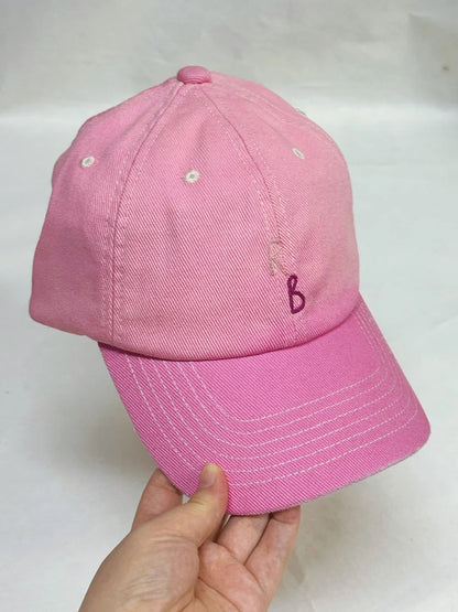 Monogram Cotton Baseball Cap - Hand-Dyed Soft Fabric Embroidered Letter Dad Hat