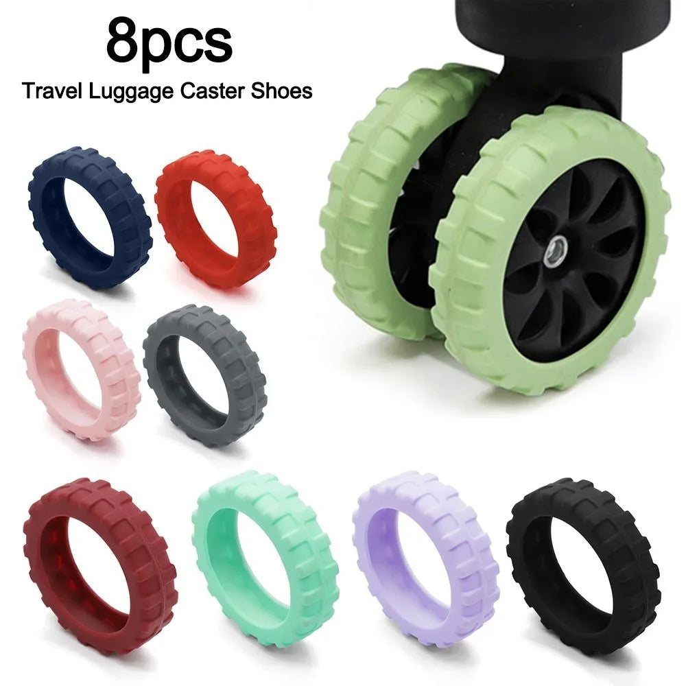 Universal Silicone Luggage Wheel Covers — Travel Suitcase Caster Protector, Noise & Wear Reduction