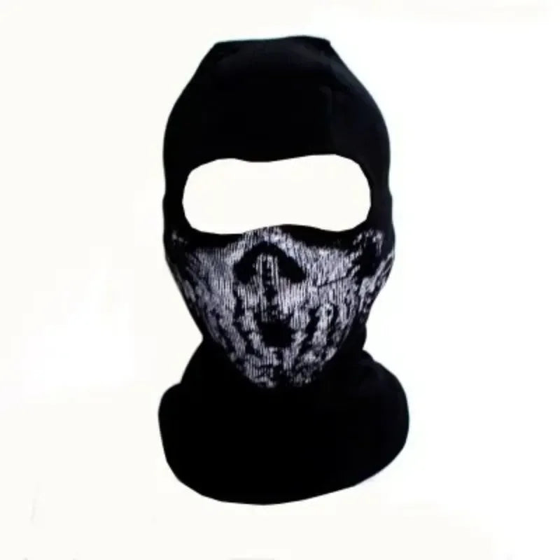 Black Skull Balaclava Mask - Warm Full Face Hood Beanie for Men Outdoor Wear
