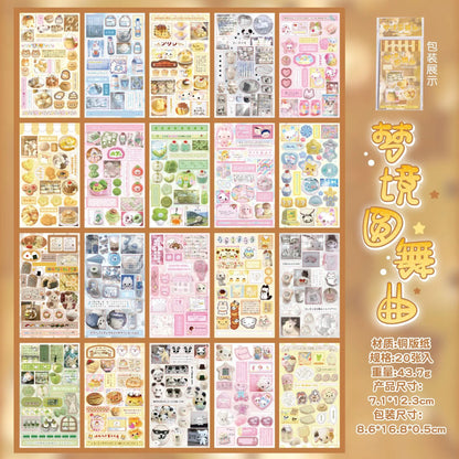 20-Sheet Sweet Dream Duet Sticker Book - Japanese Retro Kawaii Stickers for Scrapbooking, Journaling & DIY Crafts