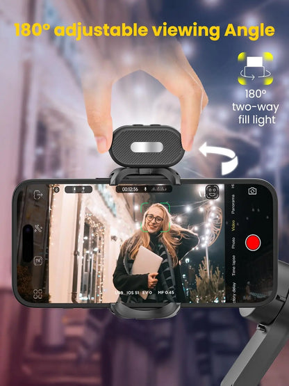 AOCHUAN Mini RGB Magnetic Fill Light - 7-Color LED Video Light with 3-Level Brightness for Phone Selfies and Gimbal Photography
