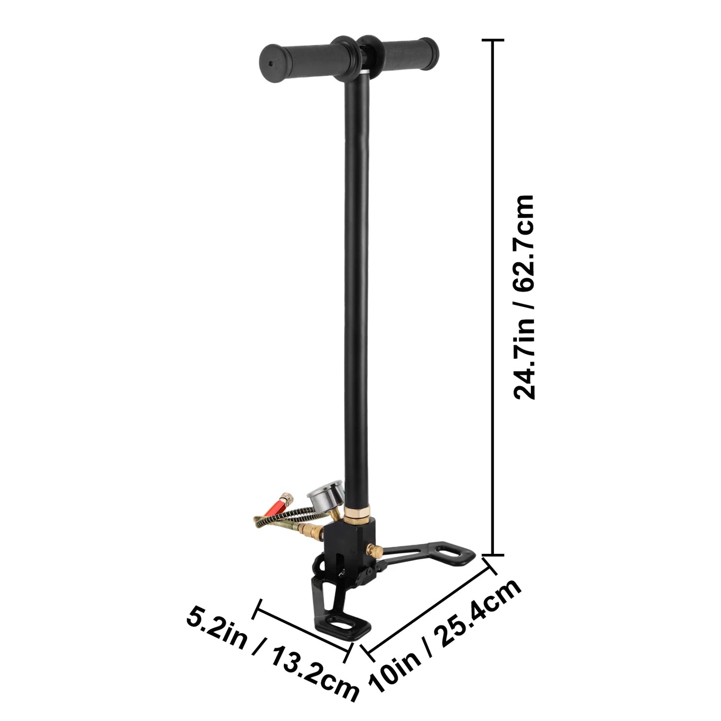 VEVOR 3-Stage High-Pressure Hand Pump — 4500PSI PCP Air Pump with Pressure Gauge for Tires, Kayaks, Balls & Air Guns
