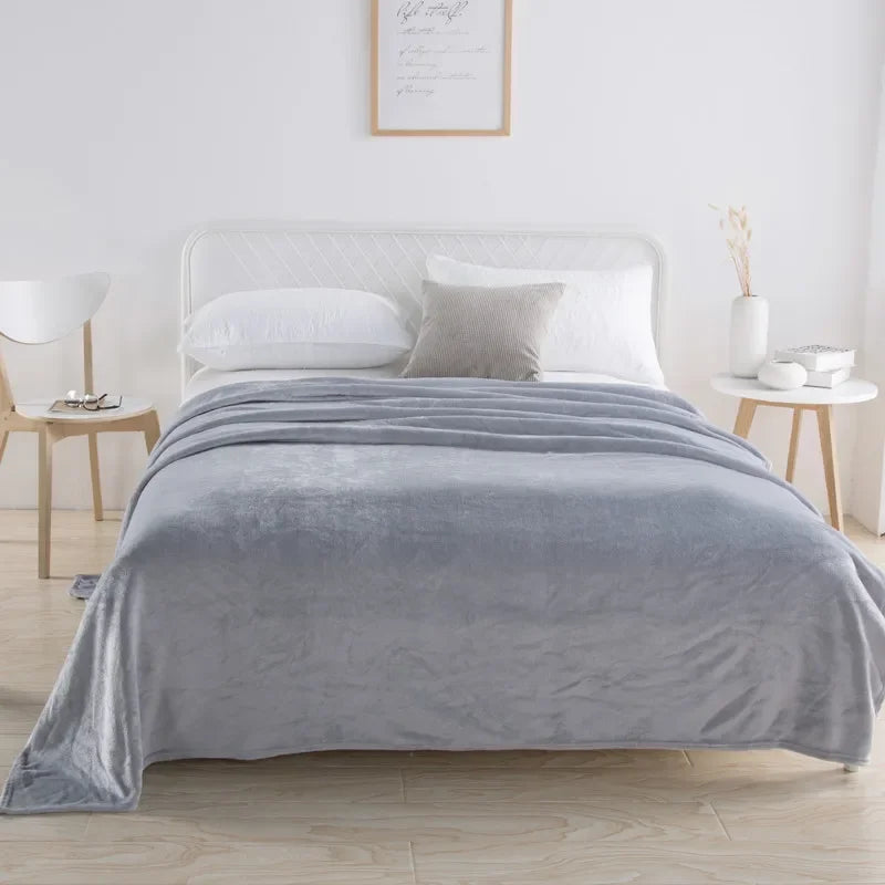 Flannel Fleece Blanket for Beds - Soft Coral Fleece Flower & Plaid Print Blanket for Summer and Fall