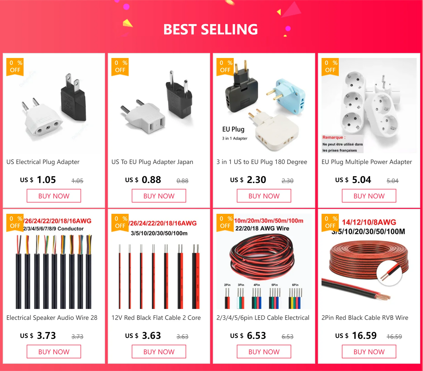 12V Red & Black Hookup Wire – 2-Pin Automotive Flat Cable for LED Extension, Doorbell, Lighting, & Speakers