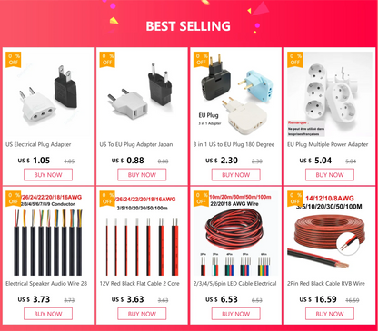 12V Red & Black Hookup Wire – 2-Pin Automotive Flat Cable for LED Extension, Doorbell, Lighting, & Speakers