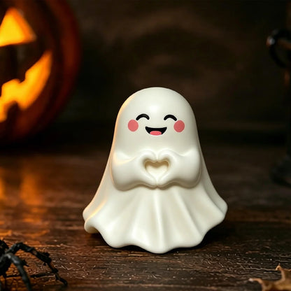 Middle Finger Ghost Statue - Cute Halloween Horror Figurine for Coffee Table & Home Decor