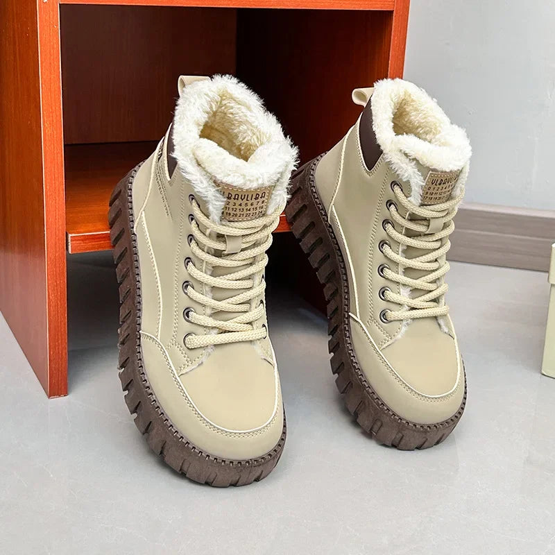 Women’s Platform Snow Boots 2024 – Casual Sports Skateboard Winter Shoes with Fur, Warm Ankle Sneakers