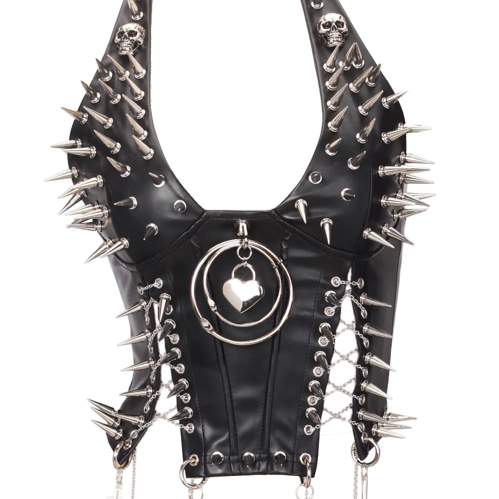 Y2K Gothic Spiked Tank Top - Punk Rock Emo Grunge Festival Style for Women