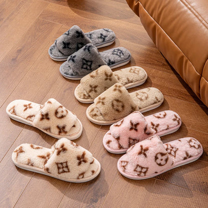 Fuzzy Fur Women’s Slippers — Indoor Autumn/Winter Luxury Plush Flats, Fluffy Casual Slides, Elegant Home Shoes