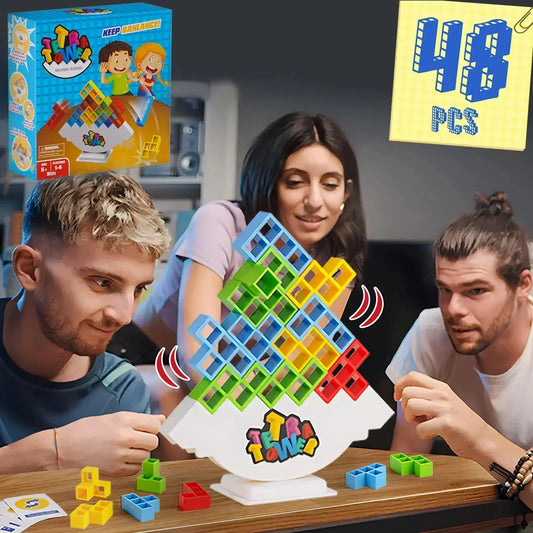 Tetra Tower Balance Puzzle Game - Fun Stacking Building Board Game for Kids Adults Family Friends Party Gift
