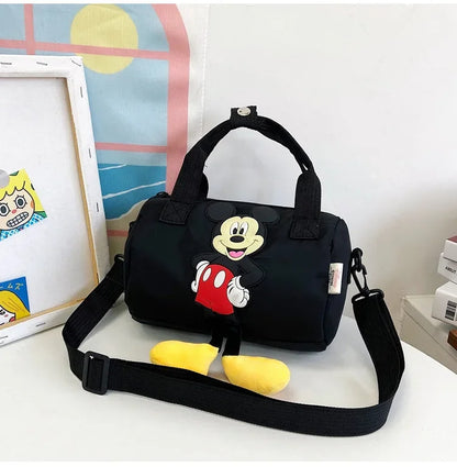 Disney Mickey Mouse Cartoon Small Shoulder Bag – Fashion Trendy Crossbody Cylinder Bag for Women & Girls, Cute Personality Style Handbag