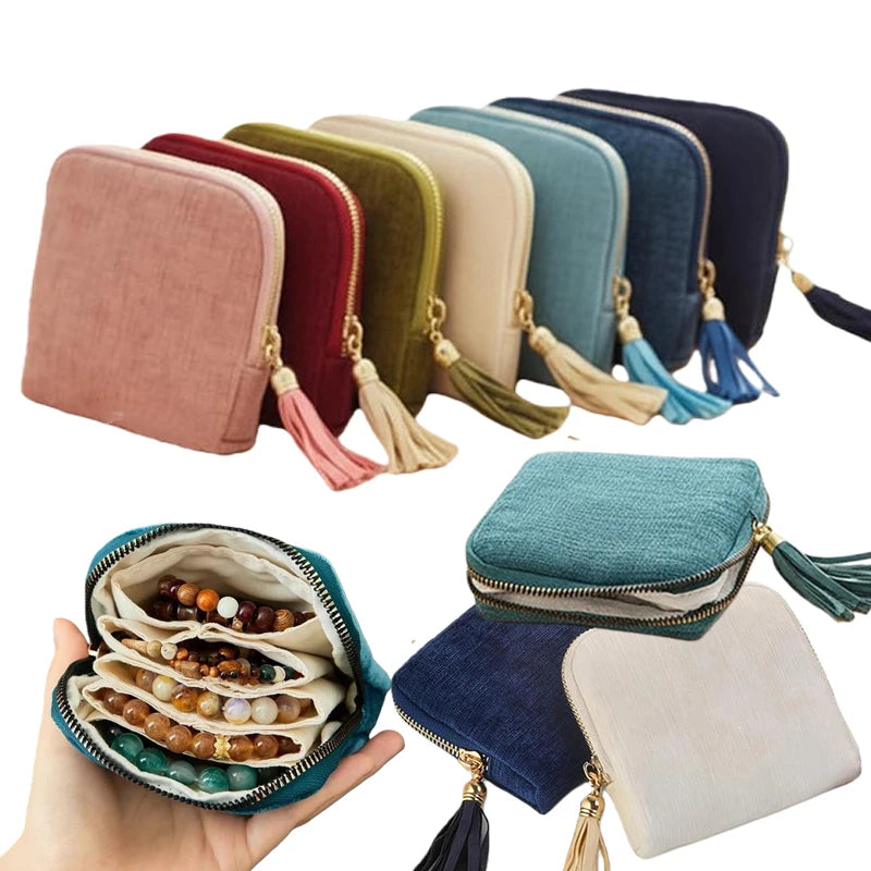 Tassel Jewelry Storage Bag - Large Capacity Travel Pouch for Rings, Bracelets & Accessories