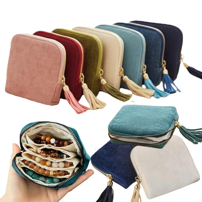 Tassel Jewelry Storage Bag - Large Capacity Travel Pouch for Rings, Bracelets & Accessories
