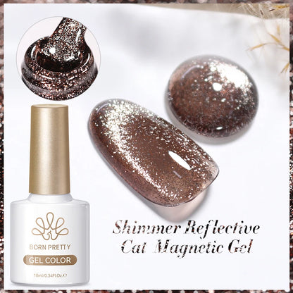 BORN PRETTY Cat Magnetic Gel Nail Polish 117 Colors 10ml Full Coverage Semi-Permanent Soak-Off Nail Varnish for Salon Manicure Glitter Cat Eye Nails