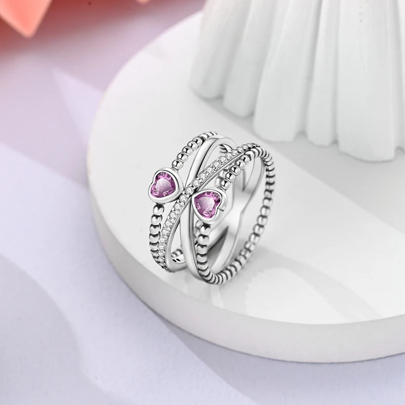 925 Sterling Silver Rings - Bow, Heart, Sun, Moon & Star Zircon Jewelry for Women, Birthday & Anniversary Gift