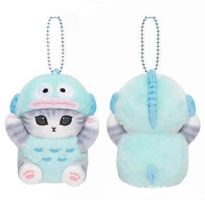 Hot Kawaii Plush Keychain Pendant — Mofusand Shark Cat & Cross-Dressing Hello Kitty/Kuromi Backpack Charm