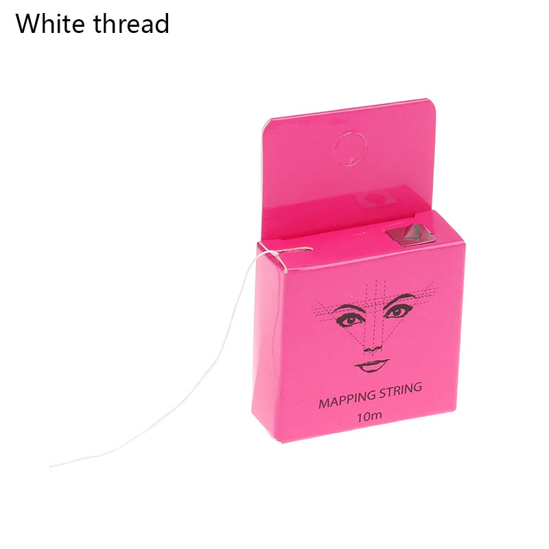 10M Pre-Inked Microblading Mapping String — Eyebrow Brow Marker Thread (White/Black/Pink) for Permanent Makeup