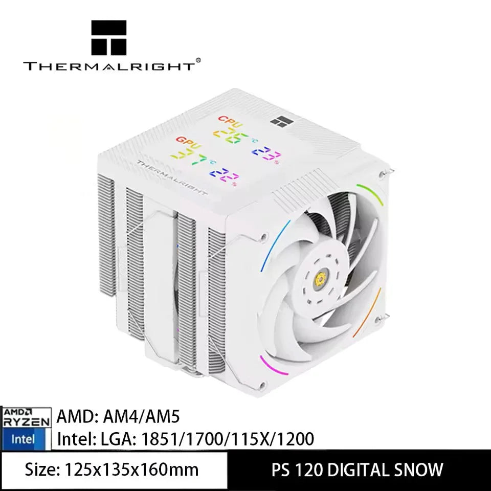 Thermalright Phantom Spirit Digital 120 EVO/SNOW CPU Air Cooler – 7 Heat Pipes Dual Tower AGHP Gen5.0 with Dual TL-K12 Fans High Performance Radiator for Intel & AMD Sockets