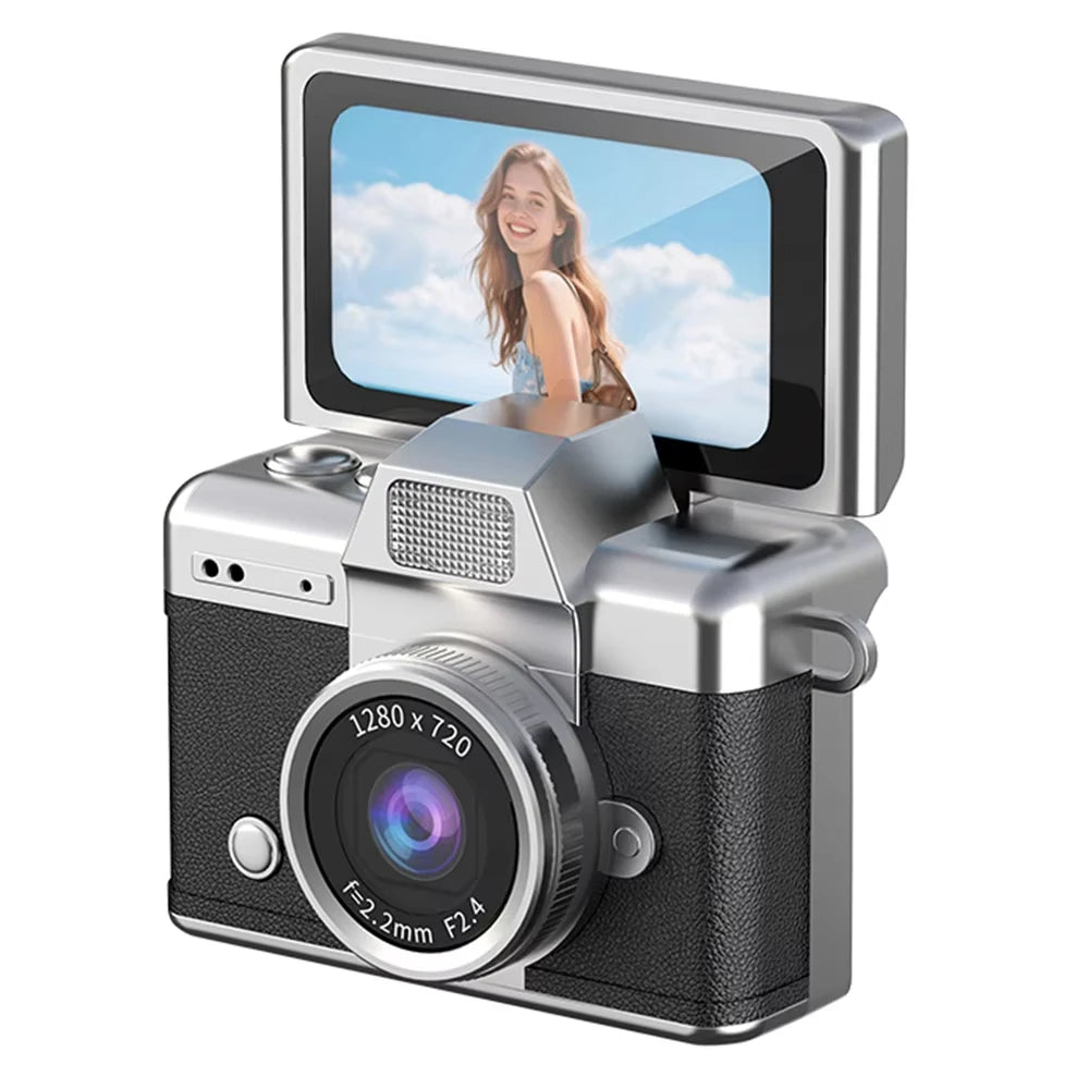 Ourlife Mini Keychain Camera - 1.47-Inch Flip Screen Retro CCD HD Digital Video Recorder