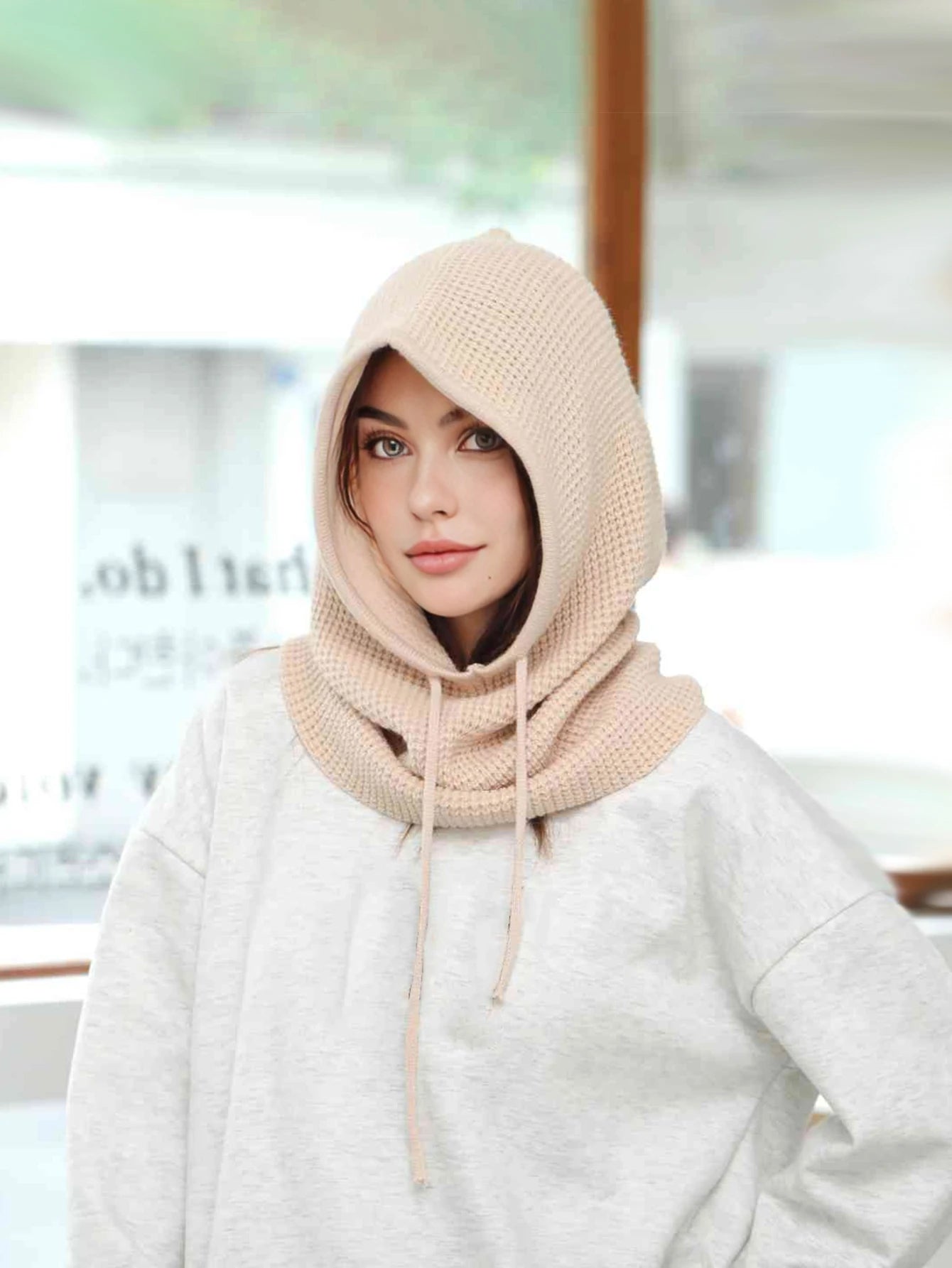 Women’s Winter Beanie Hat with Knit Balaclava – Neck Warmer & Ski Snow Scarf