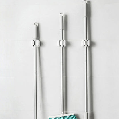 1/4PCS Wall-Mounted Mop Clip Holder — No-Punch Broom & Brush Hanger Rack for Kitchen & Bathroom Organization
