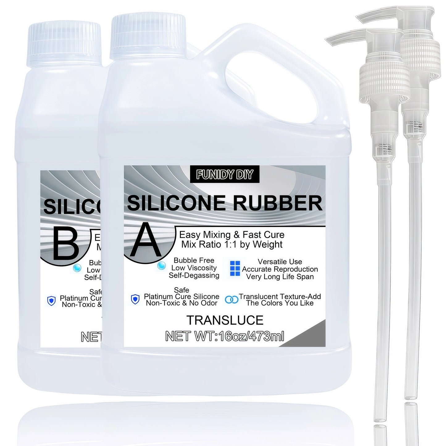Silicone Mold Making Kit Liquid Rubber, Clear 1:1 Mix Mold Making Silicone for Craft Casting and DIY Projects