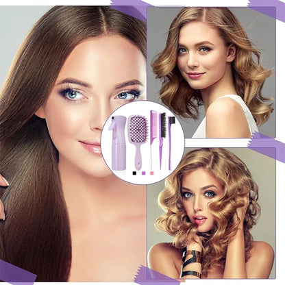 5PCS Comb Set – Detangling Hair Brush, Curly Hair Curved Rat Tail Comb, Edge Brush, Salon Tools for Curly Hair