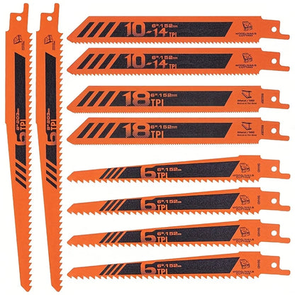 10PCS Sabre Saw Blade Set - High Efficiency Cutting Blades for Wood Plastic Aluminum and Thin Metal