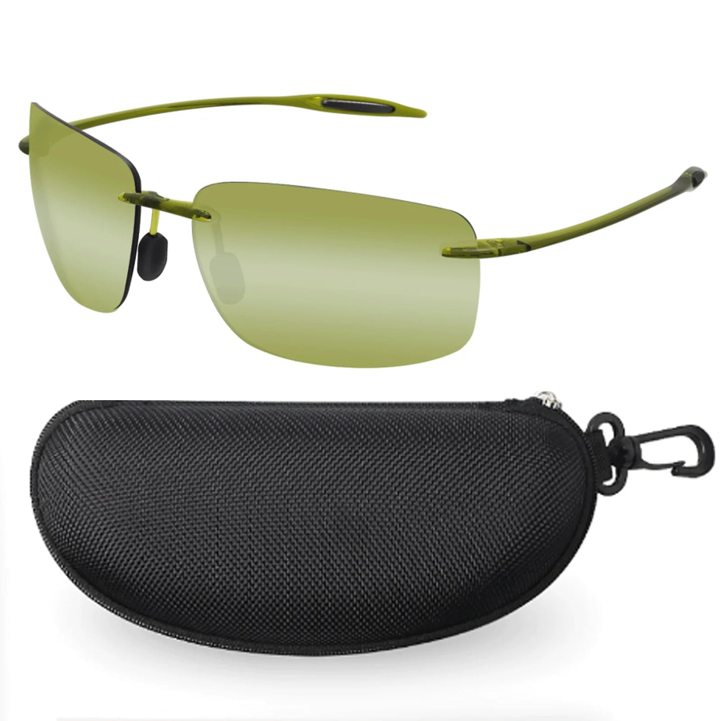 JULI Polarized Classic Sports Rimless Sunglasses – Ultralight Rectangle Frame for Men, Ideal for Fishing, Driving, UV400 Protection, Model MJ8009